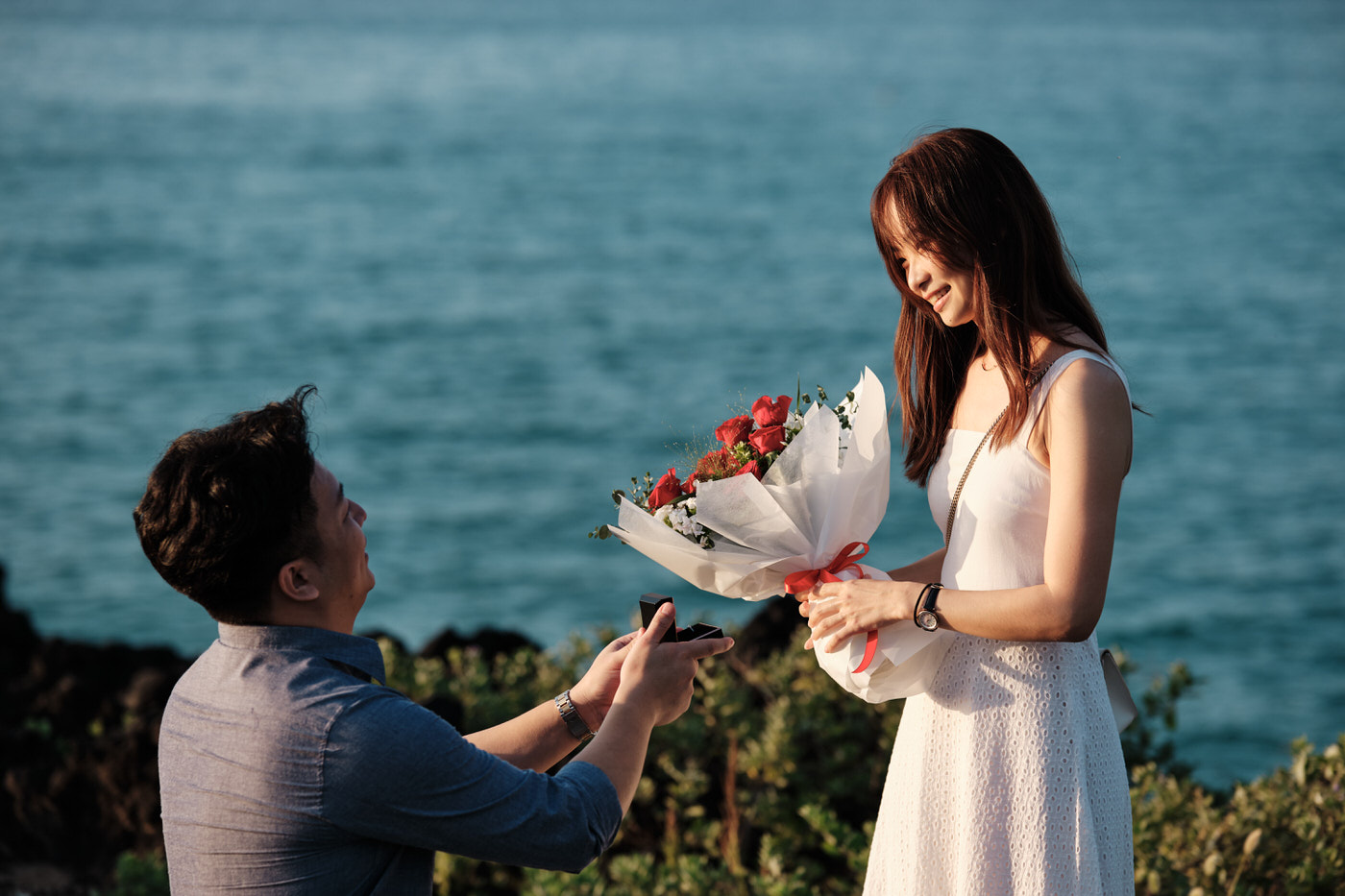 Sunset Proposal on Beach - Jeju Island Photographer