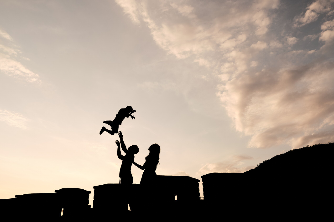 Sunset Silhouette - Candid Family Photos